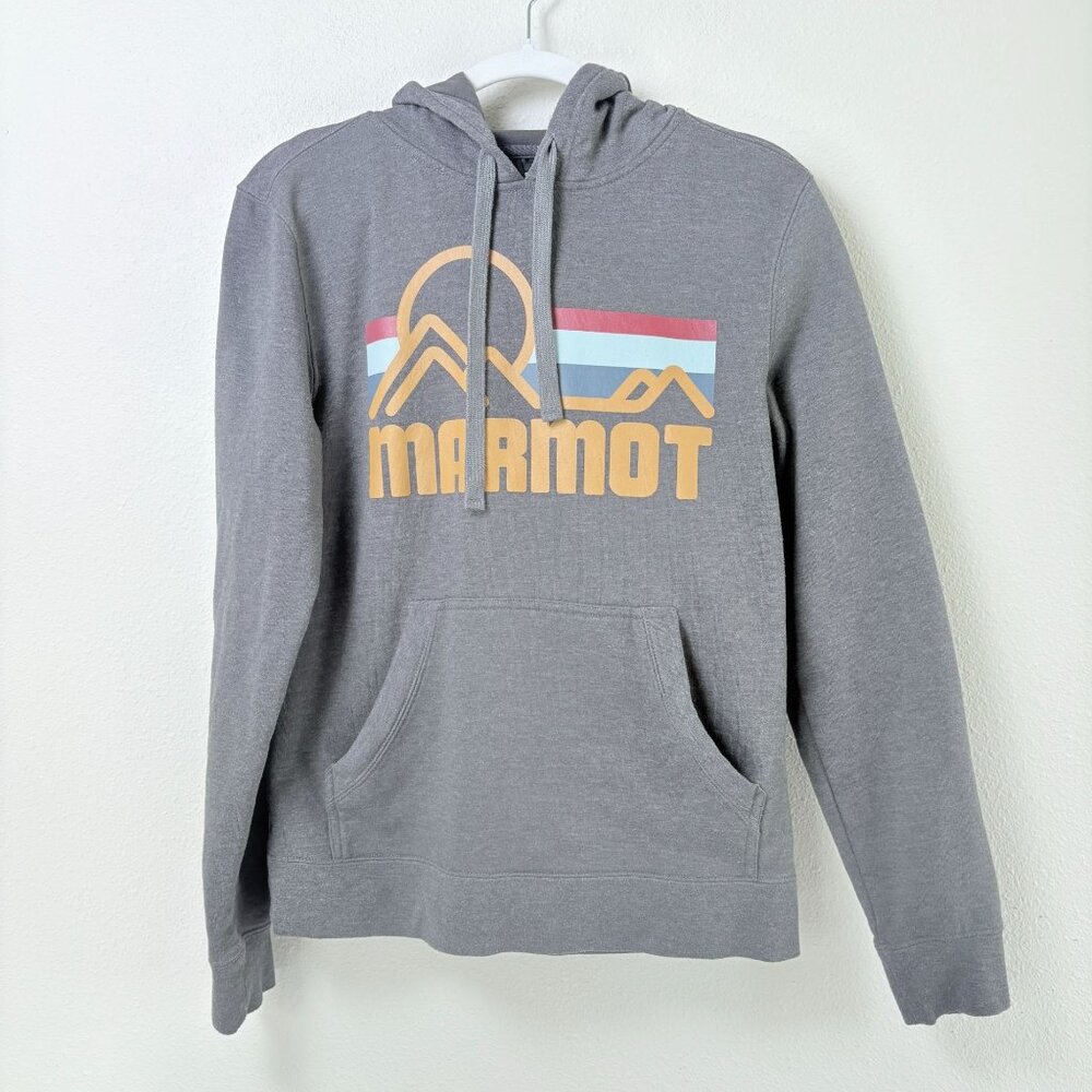 Marmot Coastal Hoodie Mens S Heather Gray Sweatshirt Pocket Casual Outdoor M4936
